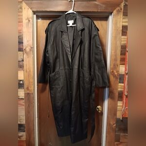 Womens Venezia Vitale Full Length Leather Coat With A Tie Belt
